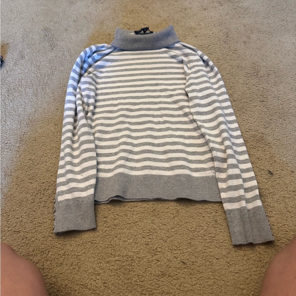Tommy Hilfiger Gray and White Knit Top